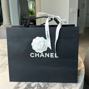 Chanel Shopping Bag with ribbon and flower